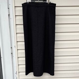Eskandar Ladies Black Wool Cashmere Midi Skirt-M